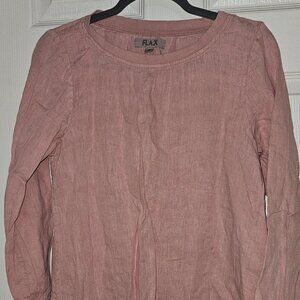 Flax 100 % Linen Pink/Salmon Top Women's Size Petite Small